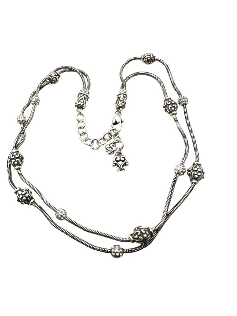 Brighton Necklace Silver Crystal Ball Stations 16- 18 Inch